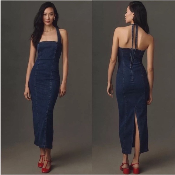 Reformation Dresses & Skirts - New Reformation Jeans Evita Denim Midi
Dress in Vermillion Color, SIZE 12